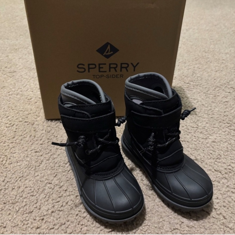 Sperry Kids Black and Gray Rain Boots